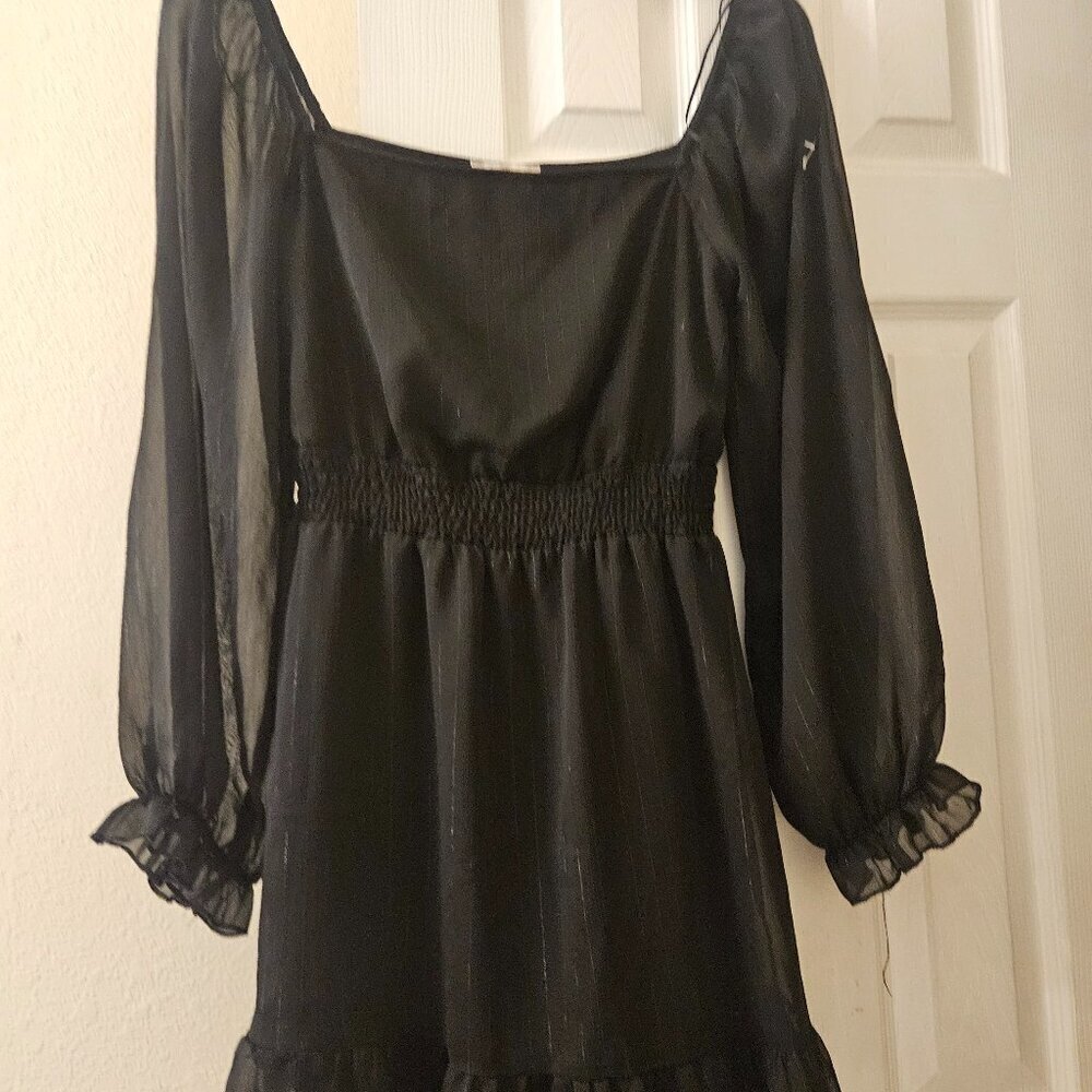 Altrd State black Closet Staple boho balloon sleeve Baby Doll Y2K mini dress M